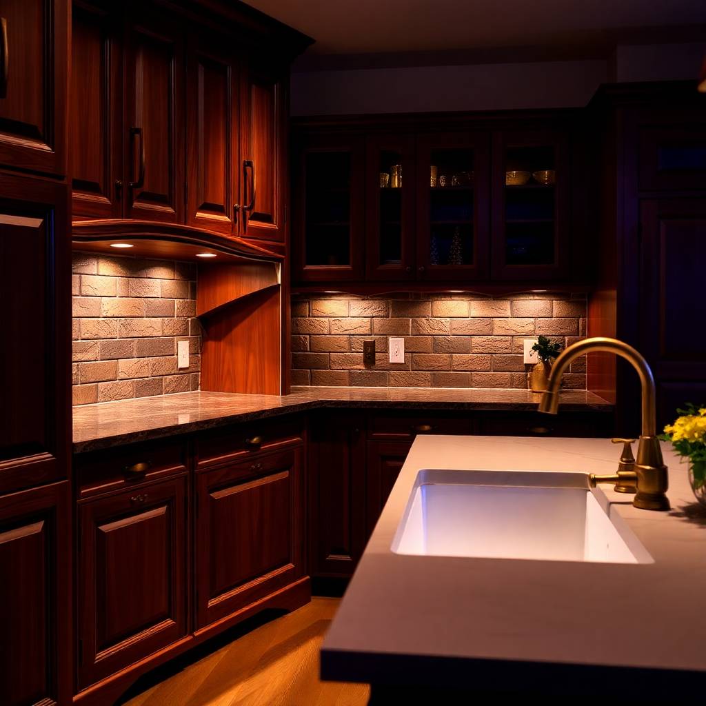 Walnut and solid wood kitchen cabinets